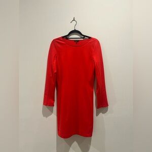 Theory Vibrant Red Long Sleeve Dress